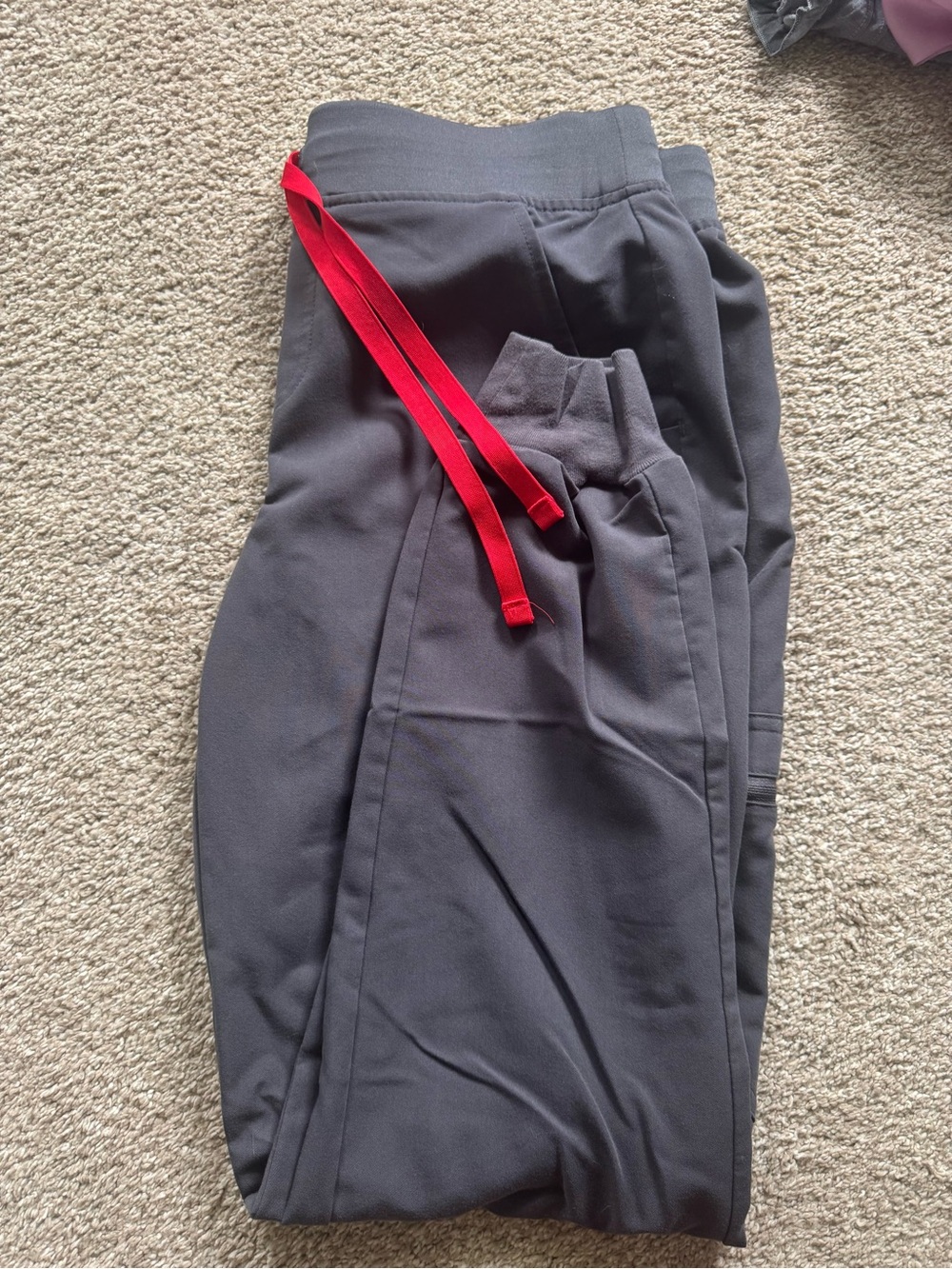 Figs Gray Track Joggers with Red Drawstring